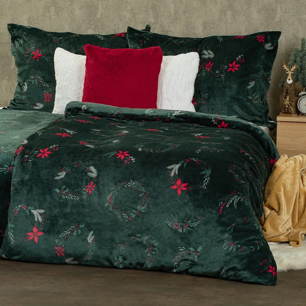 Lenjerie de pat din microflanel 4Home Poinsettia, 140 x 220 cm, 70 x 90 cm