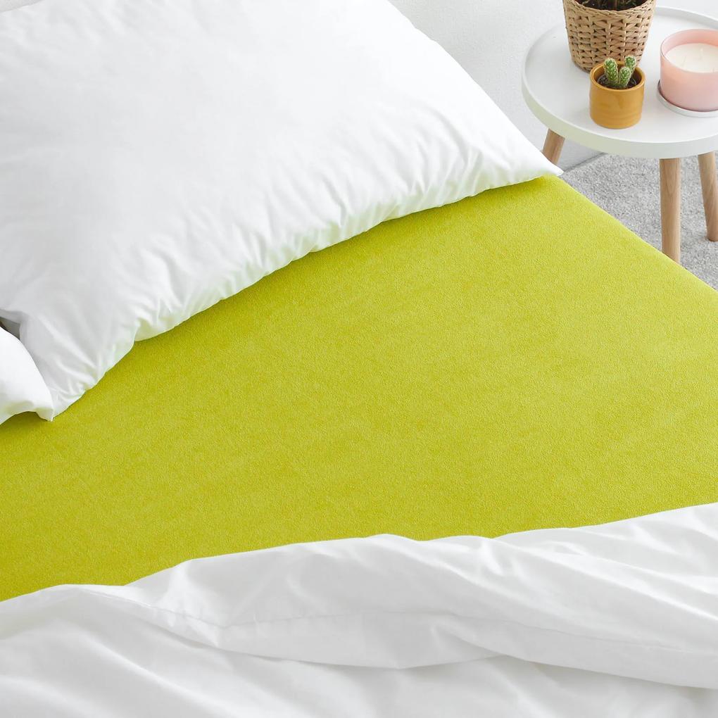 Goldea cearceafuri de pat din terry cu elastic - galben-verde 180 x 200 cm