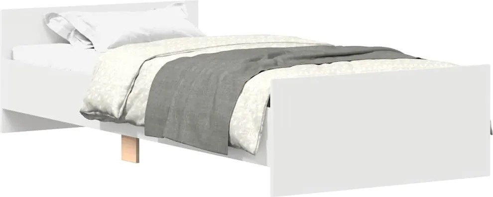 vidaXL Cadru de pat mic single, alb, 75x190 cm, lemn prelucrat