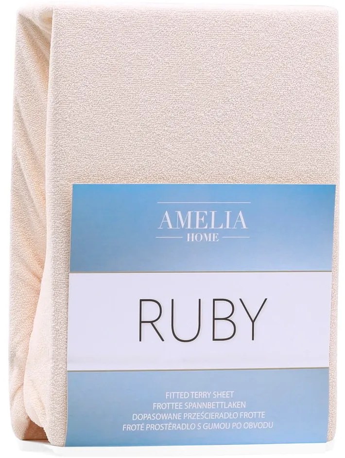 Cearceaf bej din frotir cu elastic 160x200 cm Ruby – Restilo