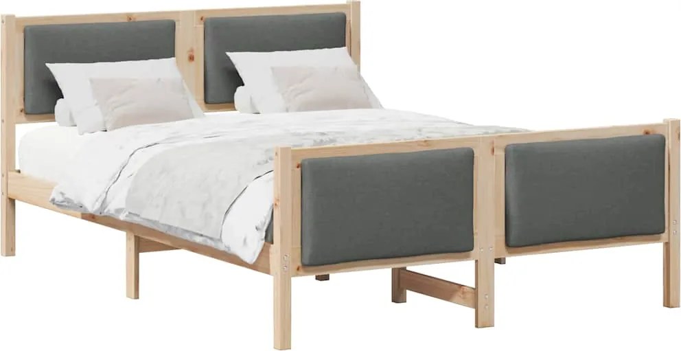 vidaXL Cadru de pat cu headboard Gri închis 140 x 200 cm țesătură