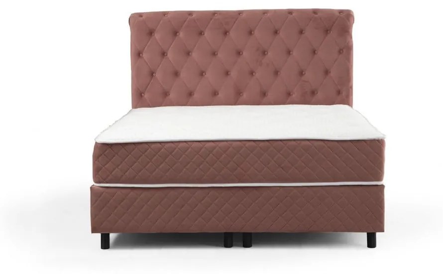 Pat boxspring roz cu spațiu de depozitare 140x200 cm Sonata – Kalune Design