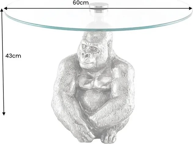 Masuta auxiliara design unicat Kong 60cm, argintiu A-45435 VC