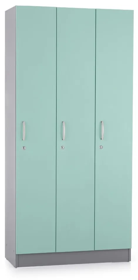Dulap din lemn Visio LUX - 3 compartimente, 90 x 42 x 190 cm, turcoaz