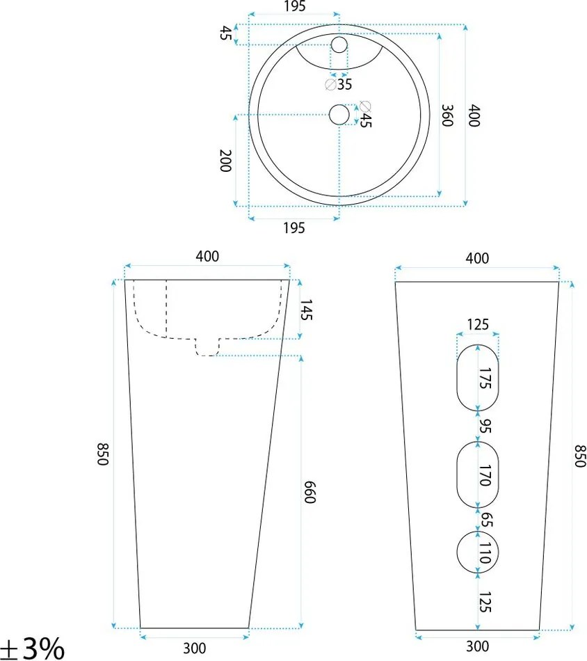 Lavoar freestanding de sine statator Ceramic Rea Blanka Savana Matt