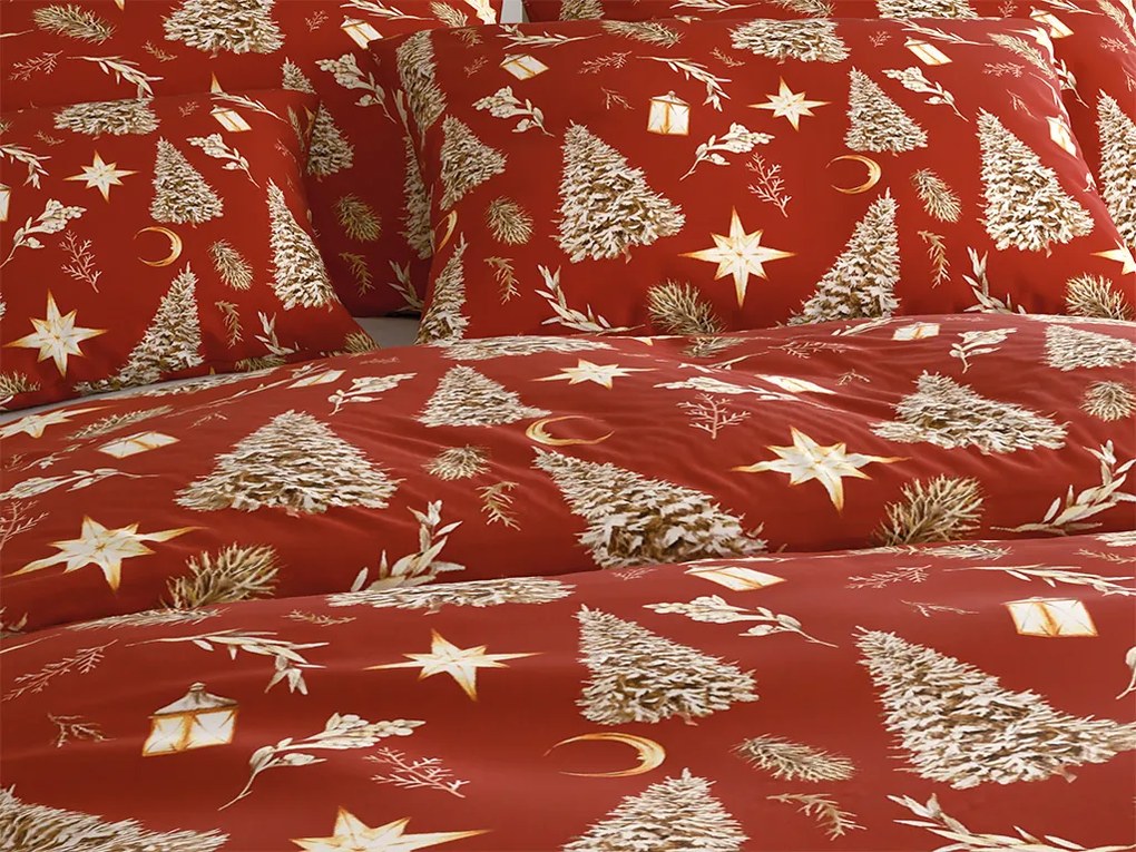 Lenjerie de pat din microfibra GOLD CHRISTMAS rosu Dimensiune lenjerie de pat: 2 buc 70 x 90 cm | 200 x 220 cm