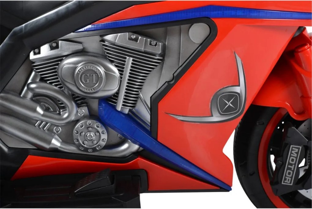 Motocicleta Electrica cu Acumulator Pentru Copii NOVOKIDS™ Legend Premium Motor, 12 Volti, 3-6 ani, max 30 kg, Cu Melodii si Lumini Frontale, 3 Roti,