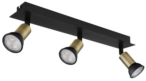 Spot DREW 3xGU10/35W/230V negru/alamă Globo 57998-3B