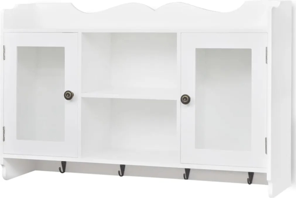 vidaXL Dulap de perete din MDF alb, raft prezentare pentru cărți/DVD