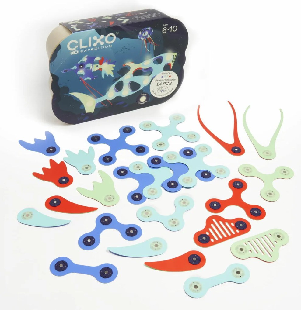 CLIXO® JOC MAGNETIC DE CONSTRUIT - ANIMALUTE MARINE ( 24 PIESE) - CLIXO (CL-DSEA-BR-1)