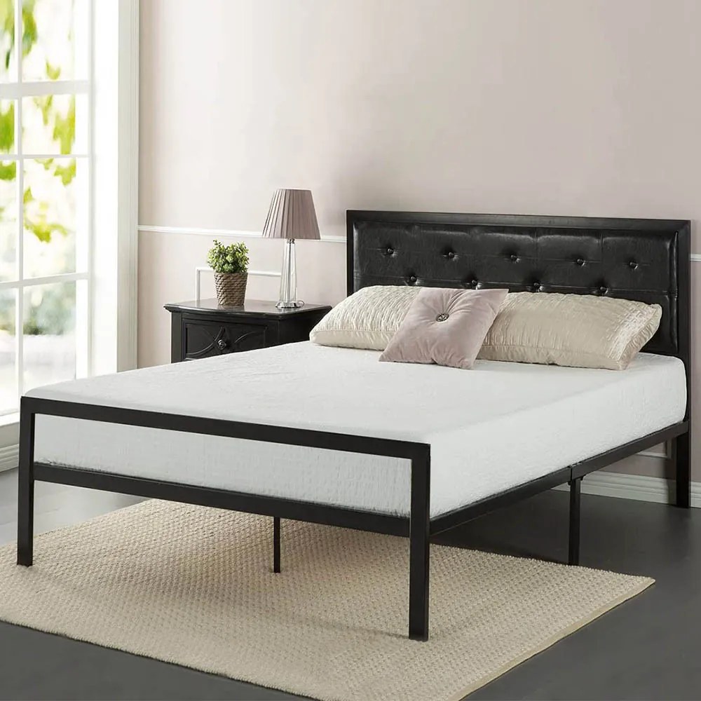 Cadru pat metalic Hanna cu grilaj cadou-160x200 cm-negru