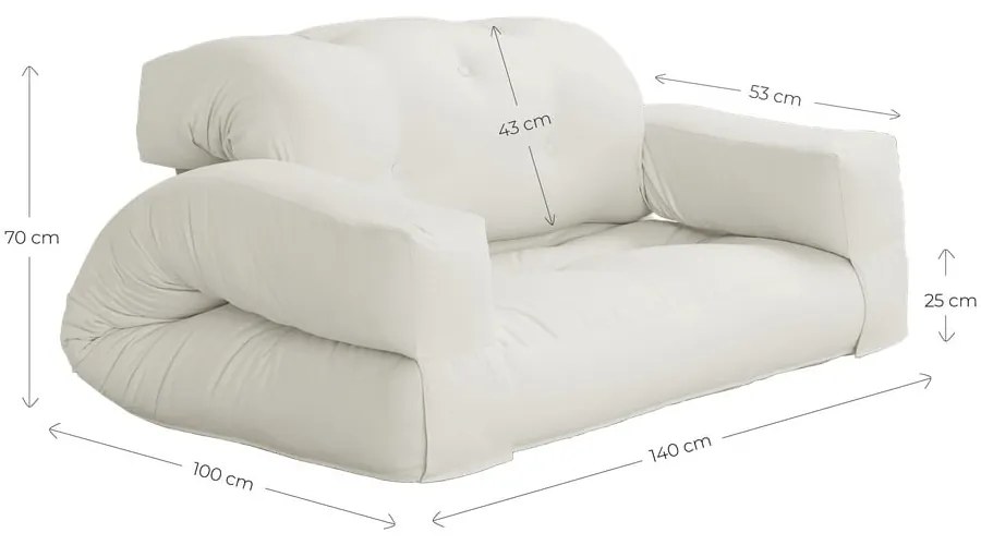 Canapea gri extensibilă 140 cm Hippo - Karup Design