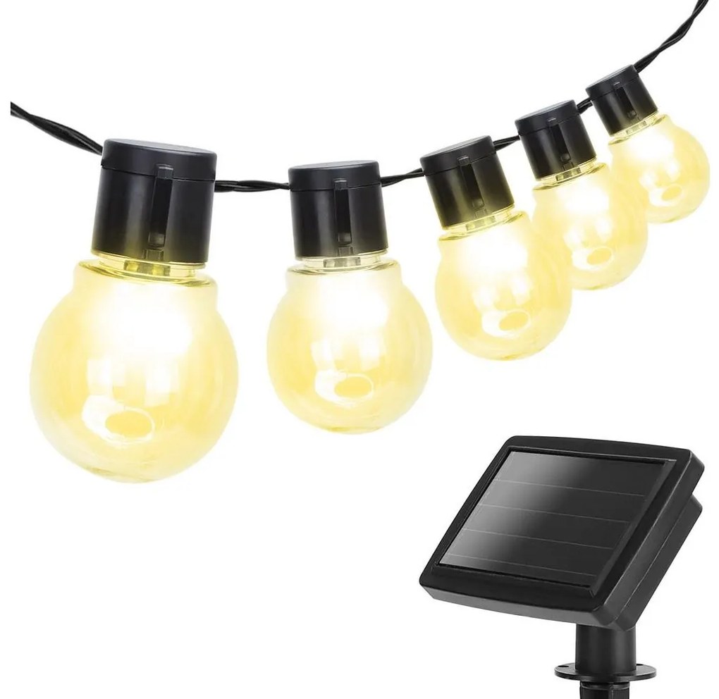 Lanț LED solar 20xLED/5,8m IP44 alb cald Aigostar
