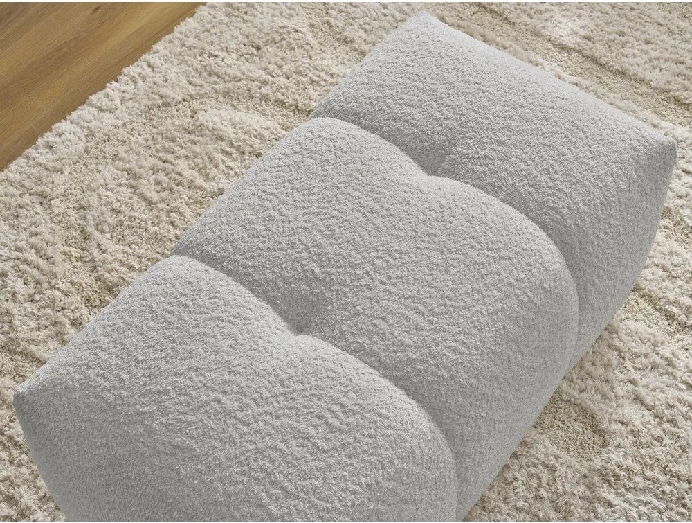 Taburet gri deschis cu tapițerie din țesătură bouclé Roxelane – Bobochic Paris