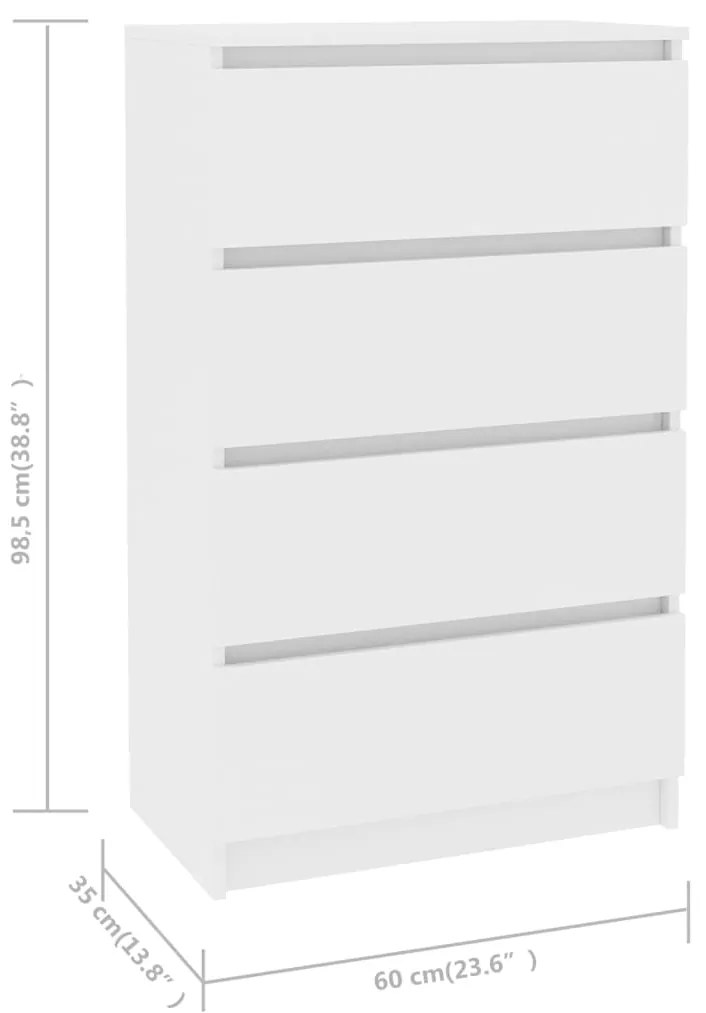 Servanta, alb, 60x35x98,5 cm, lemn compozit 1, Alb