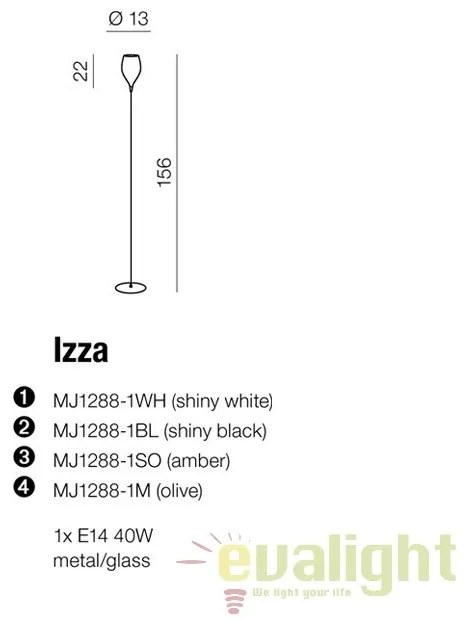 Lampadar / Lampa de podea moderna Izza Amber