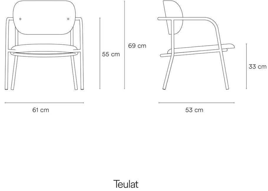 Fotoliu negru-gri în decor de frasin Eclipse - Teulat