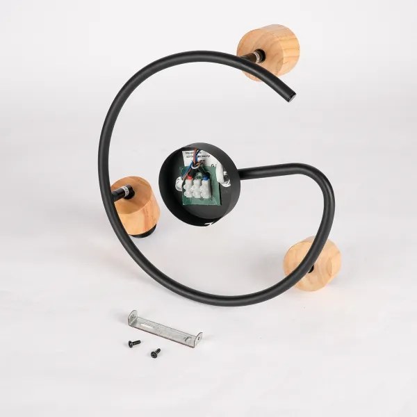 Brilagi - Spot BASKLITE 3xE27/15W/230V lemn de cauciuc/negru