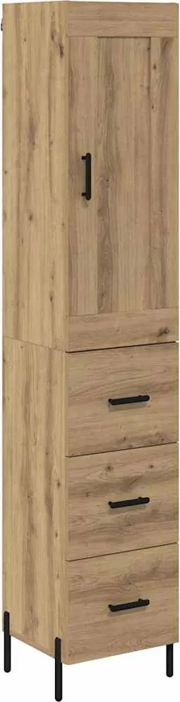 vidaXL Bufet Stejar Artizanal 34,5 x 34 x 180 cm Lemn compozit