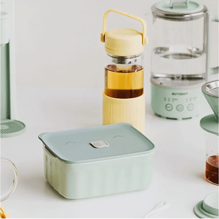 Cutie alimentara ceramica Buydeem CT1006-CG, 810 ml, 17x20.5 cm, Pana la 230°C, Compatibila cuptor si cuptor cu microunde, Verde