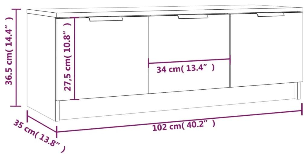 Comoda TV, alb, 102x35x36,5 cm, lemn compozit 1, Alb