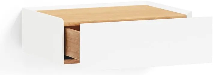 Noptieră albă suspendată cu blat cu aspect de lemn de stejar Arista – Teulat