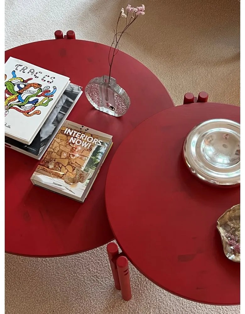 Măsuță de cafea neagră rotundă din lemn masiv de pin ø 80 cm Sticks – Karup Design