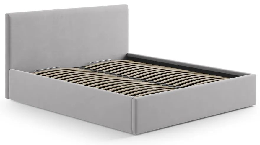 Tăblie de pat gri deschis tapițată 210,5x100 cm Remo – Micadoni