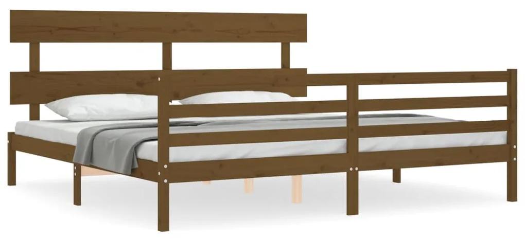 3195114 vidaXL Cadru pat cu tăblie, maro miere, 200x200 cm, lemn masiv