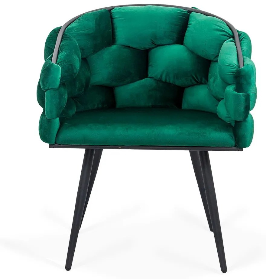 Scaun living modern din catifea si cadru metalic BUC 256 verde