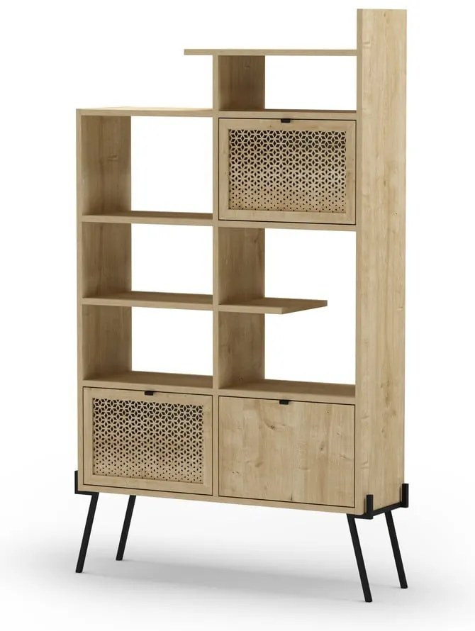 Bibliotecă în culoare naturală cu aspect de lemn de stejar 95x170 cm Ecrin – Marckeric