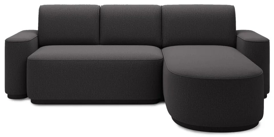 Colțar gri închis extensibil/cu spațiu de depozitare cu tapițerie din chenille (cu colț pe partea dreaptă/cu șezlong) Aurumm – ELTAP