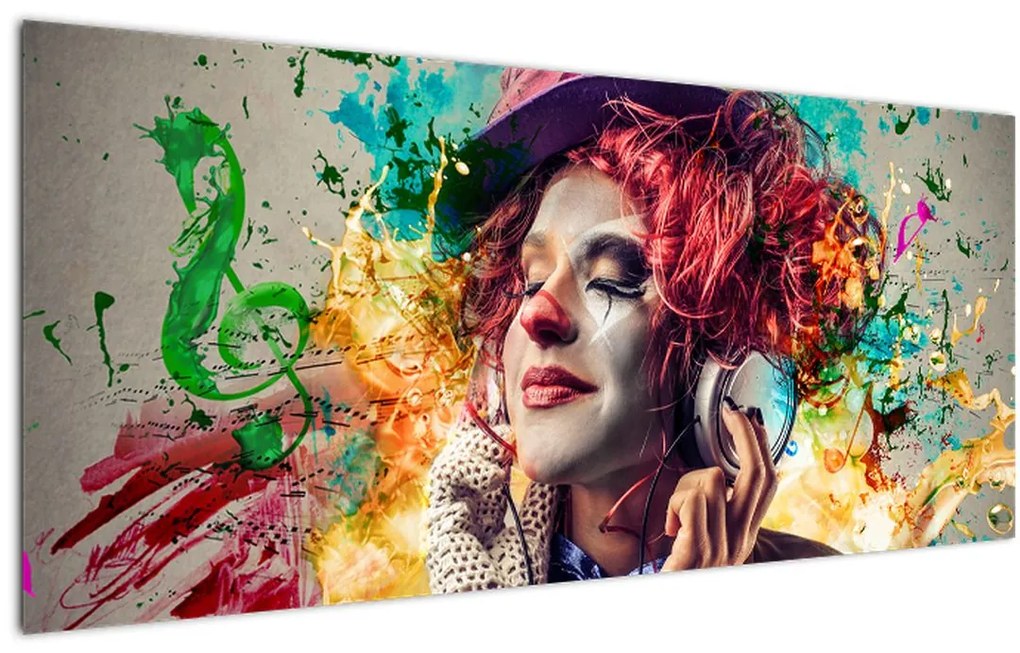 Tablou - Artista cu căști (120x50 cm)