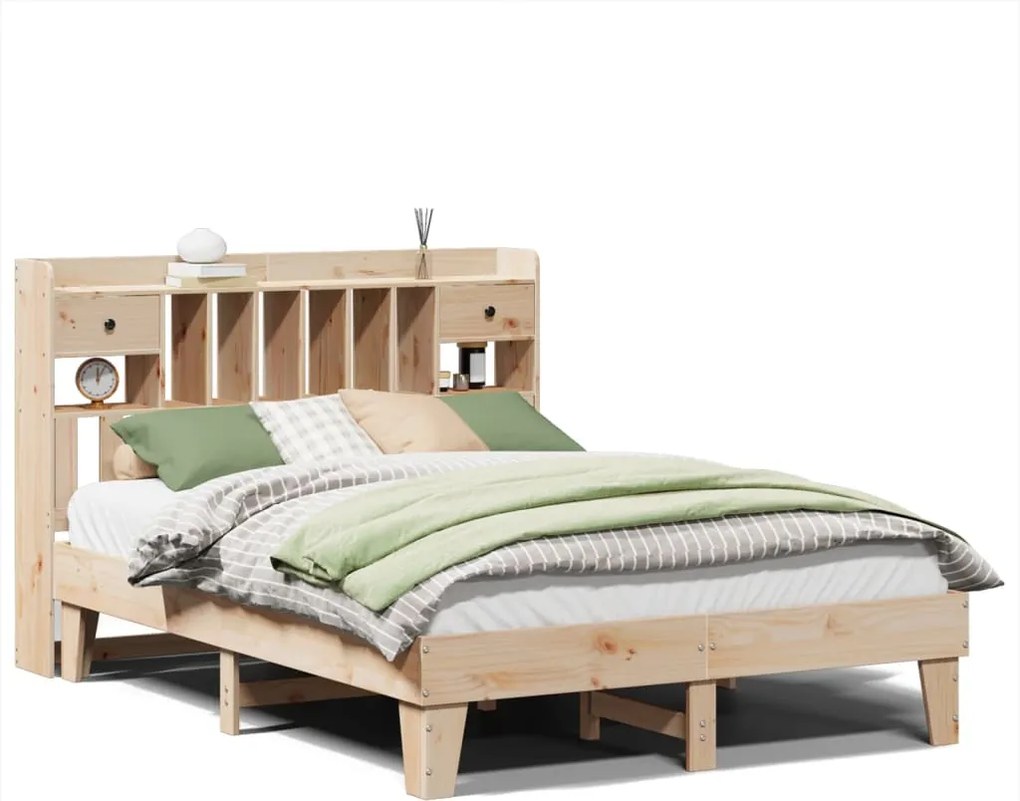 vidaXL Cadru de pat fără saltea, 140x200 cm, lemn masiv pin