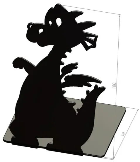 Suport De Carte Dragon Otel, Negru Mat, 18 X 11 Cm