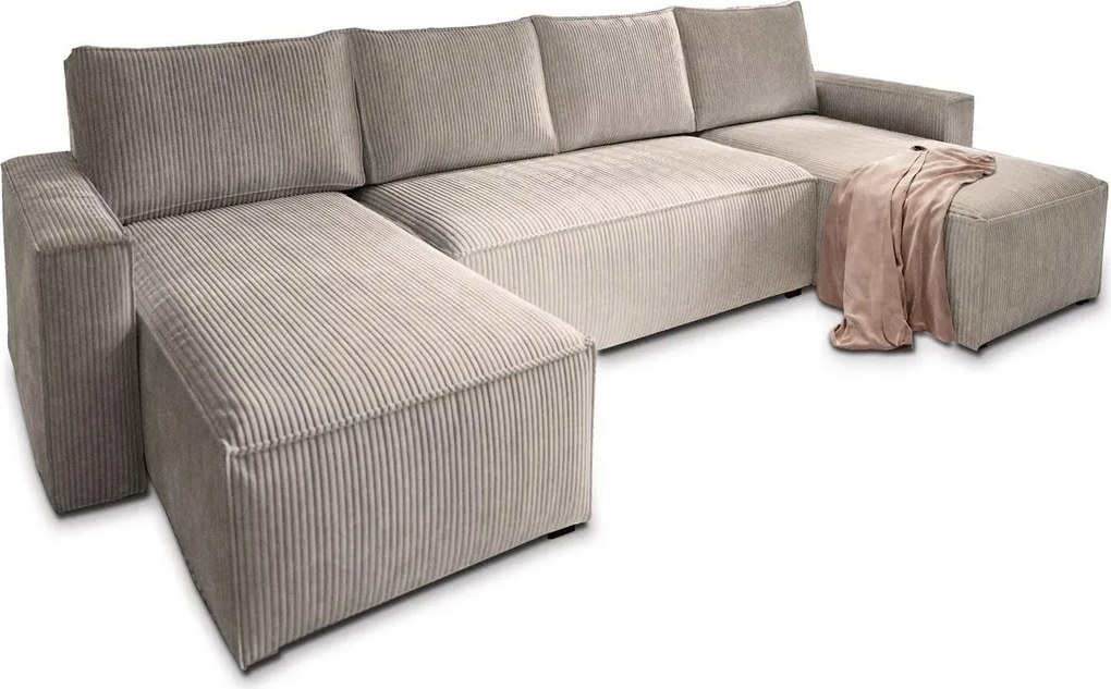SET Canapea bej in forma de U SMART COSARO 295x140 cm II. calitate redusă