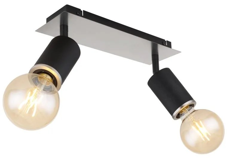 Aplica de perete / tavan cu 2 spoturi directionabile design modern Joseba negru, nichel mat