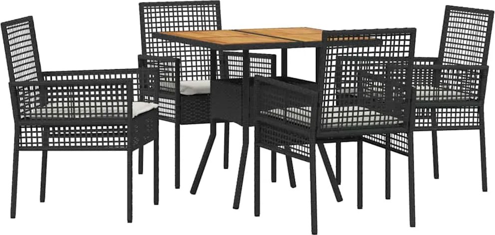 vidaXL Set de masă pentru grădină 5 pcs Negru poliratan