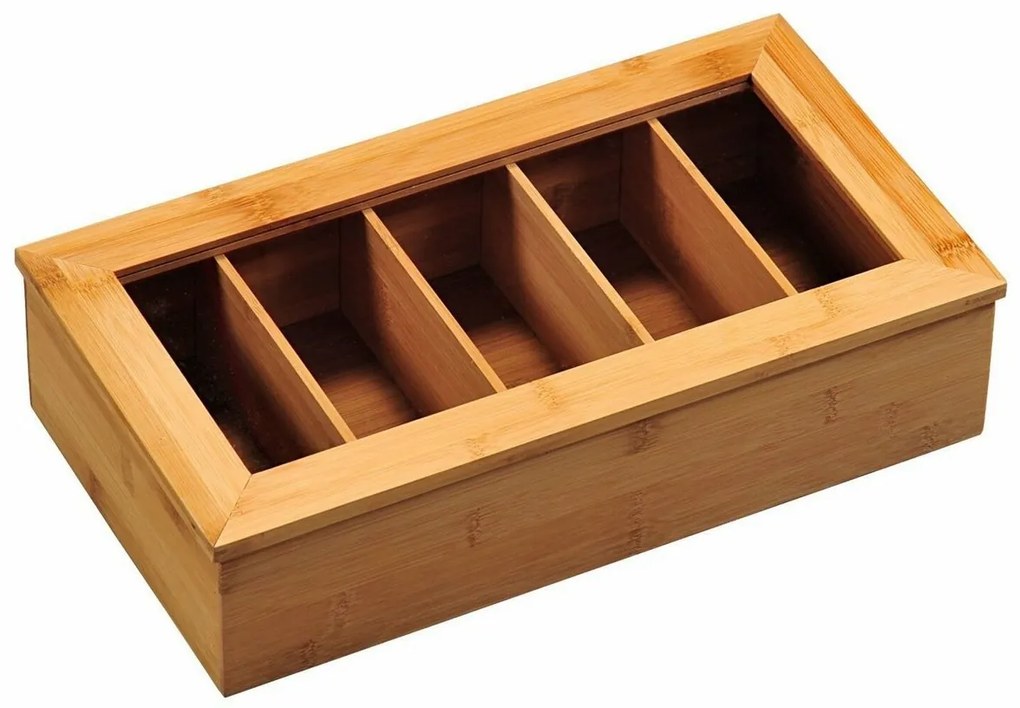 Organizator ceai Kesper 58900 bambus, 5compartimente , 36 x 20 x 9 cm