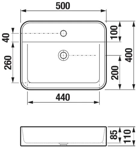 JIKA H8183620001111 - Lavoar ceramică ASTRA 50x40 cm, alb, pentru blat