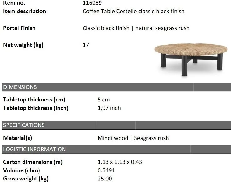 Masuta de cafea LUX design natural Costello