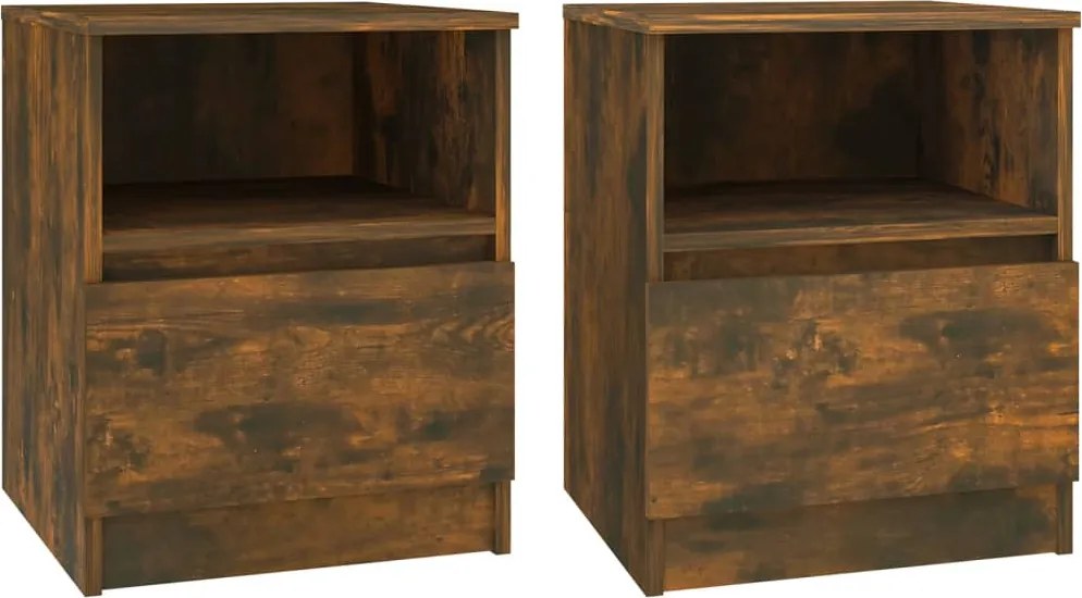 vidaXL Noptiere, 2 buc., stejar fumuriu, 40x40x50 cm, lemn compozit