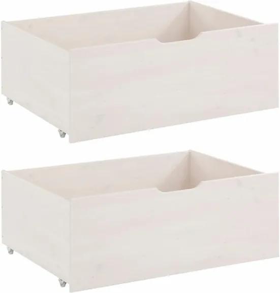Set 2 sertare suplimentare pentru pat, din lemn masiv de pin, Støraa Barney, alb