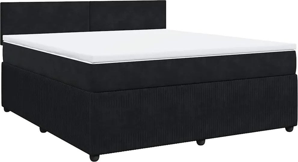 vidaXL Pat box spring cu saltea, negru, 180x200 cm, catifea
