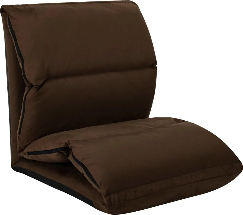 vidaXL Scaun de podea pliabil, maro, microfibră