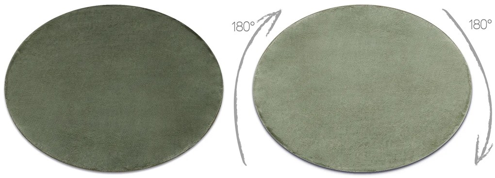 Covor lavabil modern POSH cerc shaggy verde, pluș anti-alunecare