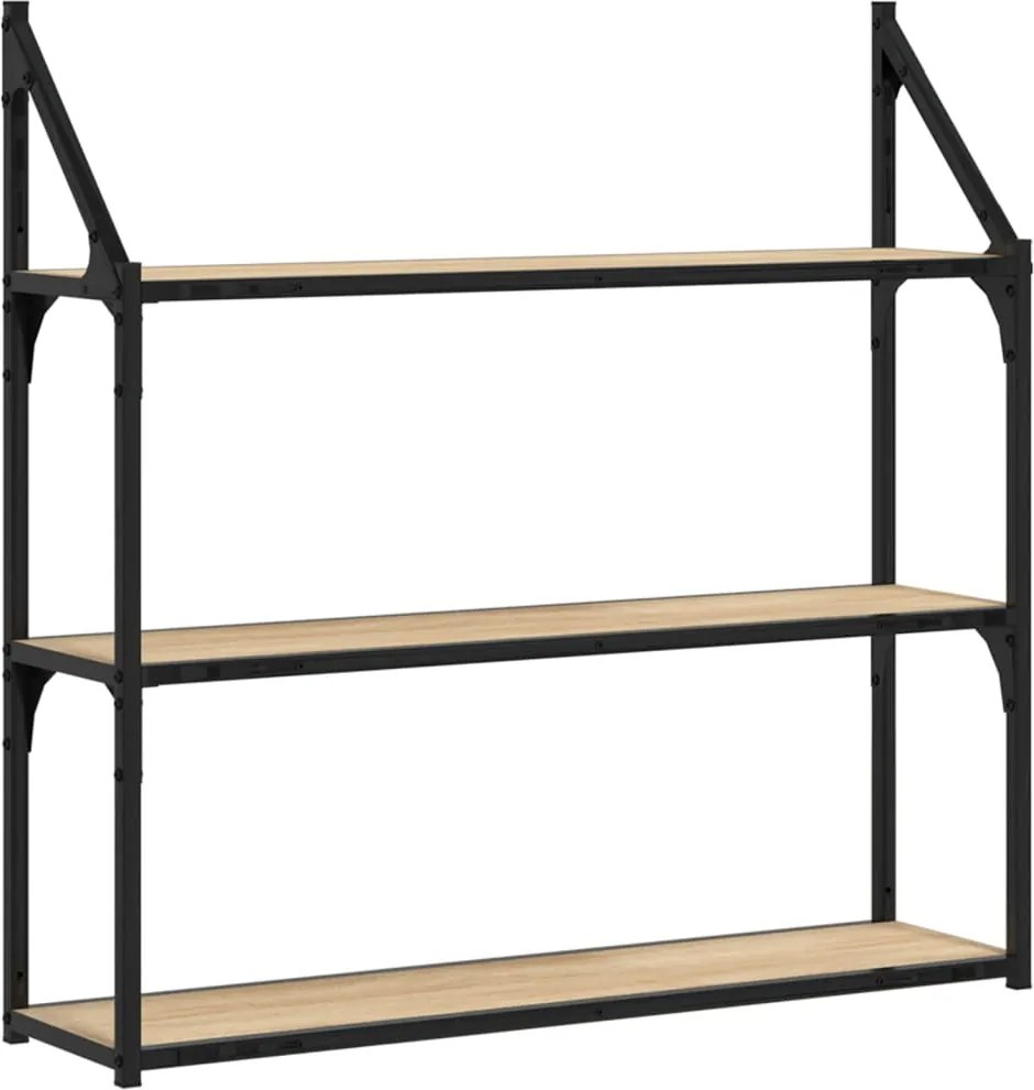 vidaXL Raft cu 3 niveluri stejar sonoma 80x21x78,5 cm, lemn prelucrat