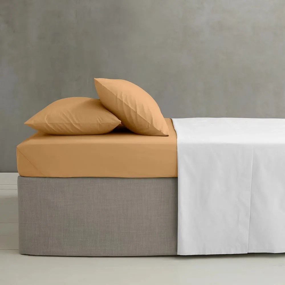 Cearceaf galben-portocaliu din bumbac percale cu elastic 135x190 cm Easy Iron Percale – Catherine Lansfield