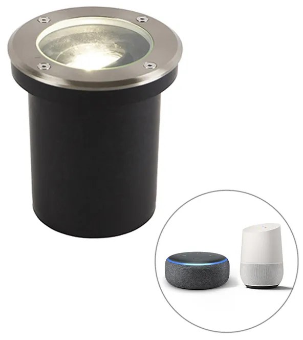 Spot îngropat inteligent pentru exterior din oțel inoxidabil, inclusiv WiFi GU10 IP65 - Delux