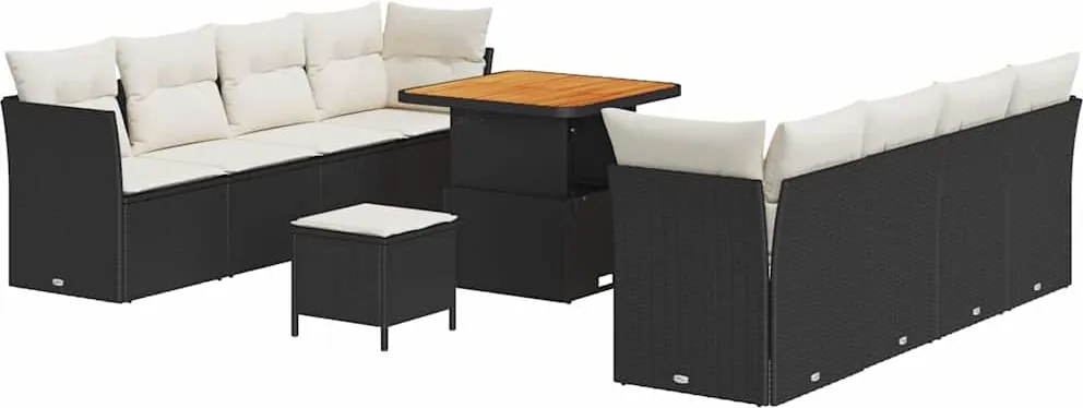 vidaXL Set de canapele pentru grădină 11 pcs Negru poliratan